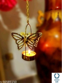  Beautiful Golden Butterfly Tea Light Candle Holders -Set of 10 - Metal, Multipack:10